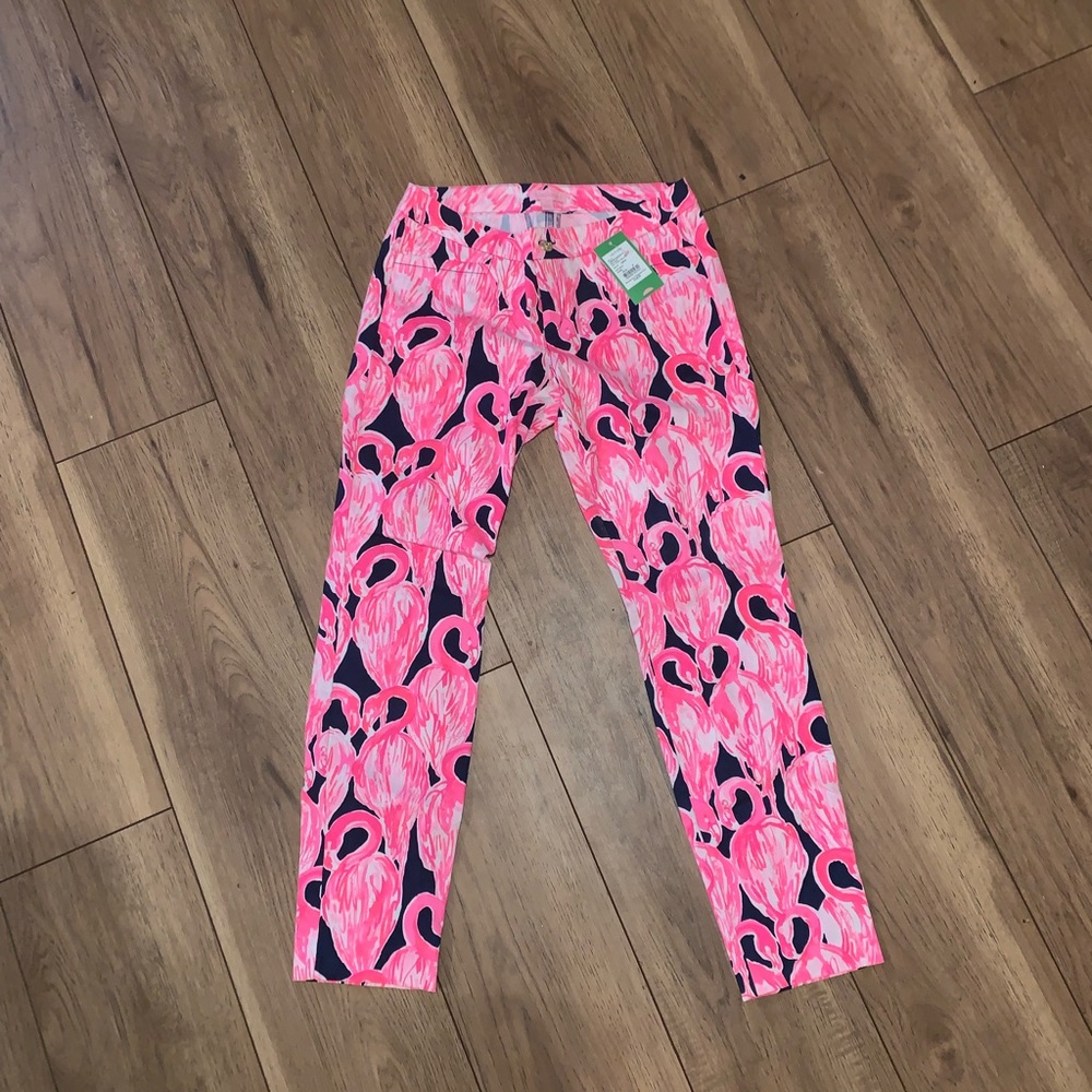 Lilly Pulitzer Flamingo Kelly skinny pants. NWT